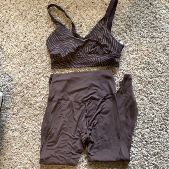 aerie Other - Aerie Real Me Brown Zebra Bra + Brown Legging Set
